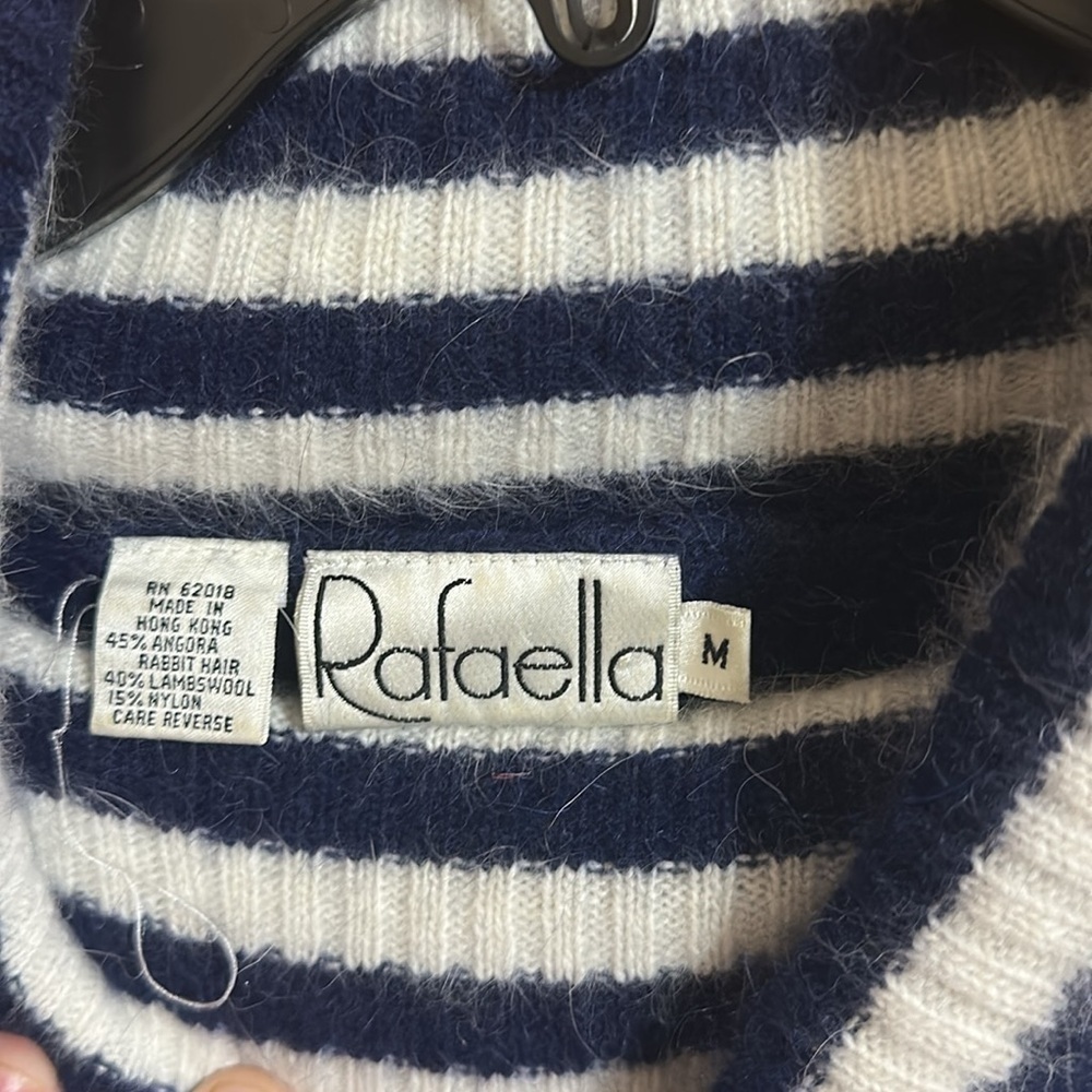 Rafaela Vintage Blue and White Patterned Turtleneck Sweater - Picture 3 of 4